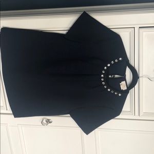 kate spade Tops - Kate Spade Rhinestone Collar Navy Blue Blouse kate spade Tops - Kate Spade Rhinestone Collar Navy Blue Blouse